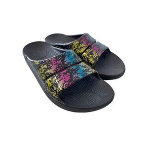 Oofos OOahh Slide Sandal Size M6 W8 Multicolor Splatter Comfort Recovery Sandals